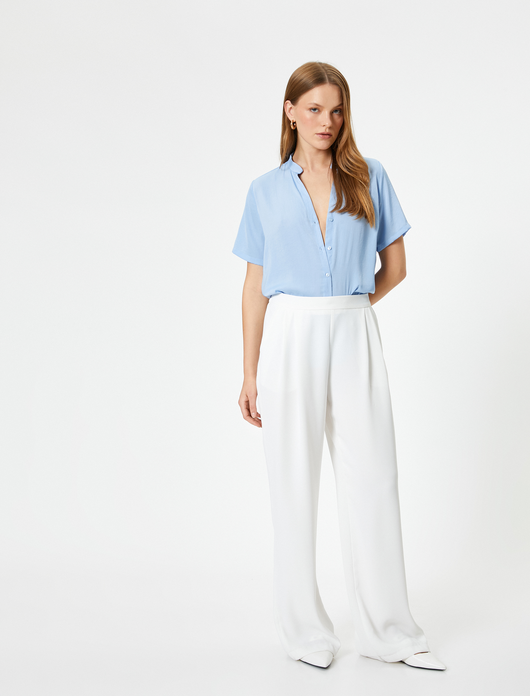   Hakim Yaka Gömlek Rahat Kalıp Kısa Kollu