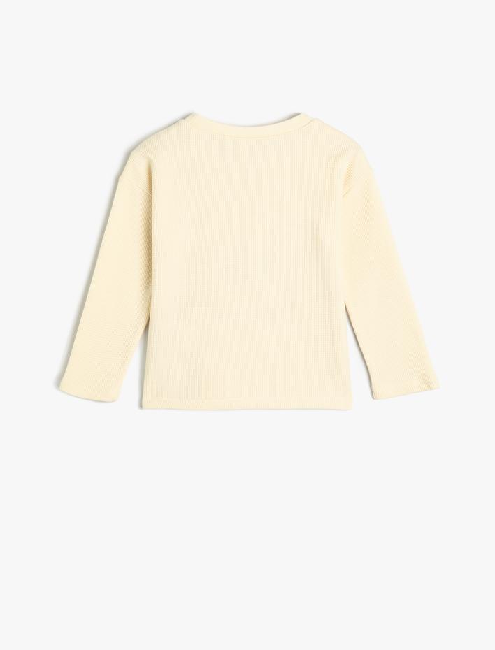 Erkek Bebek Tişört Uzun Kollu Bisiklet Yaka Köpek Baskılı Pamuklu