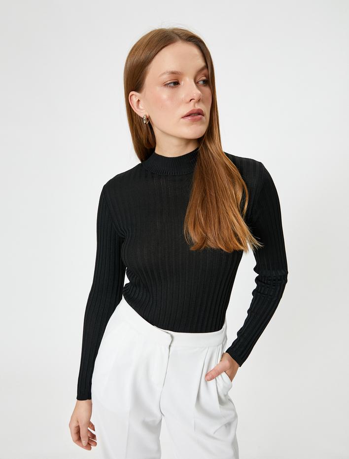  Dik Yaka Triko Kazak Uzun Kollu Slim Fit