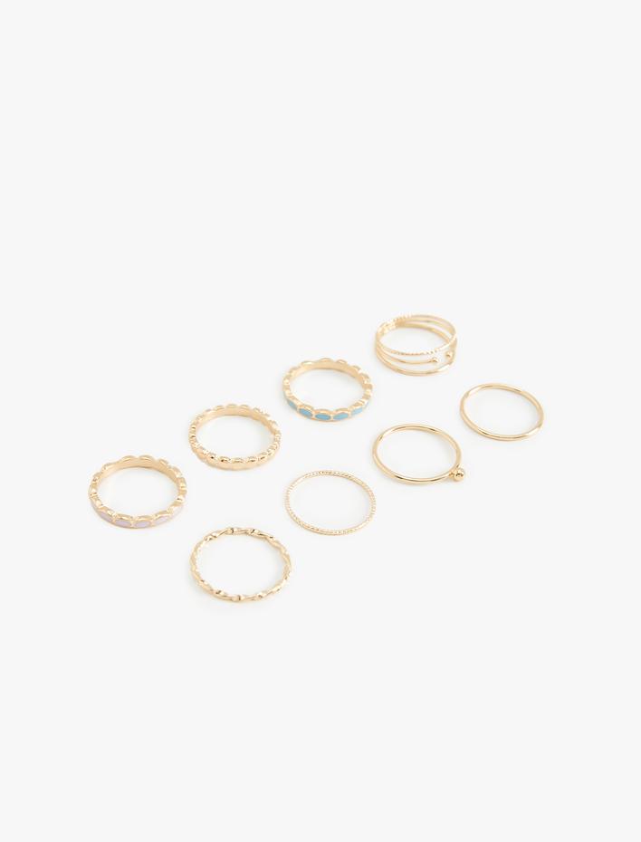 Kadın Yüzük Seti 8'li Çelik Karışımlı