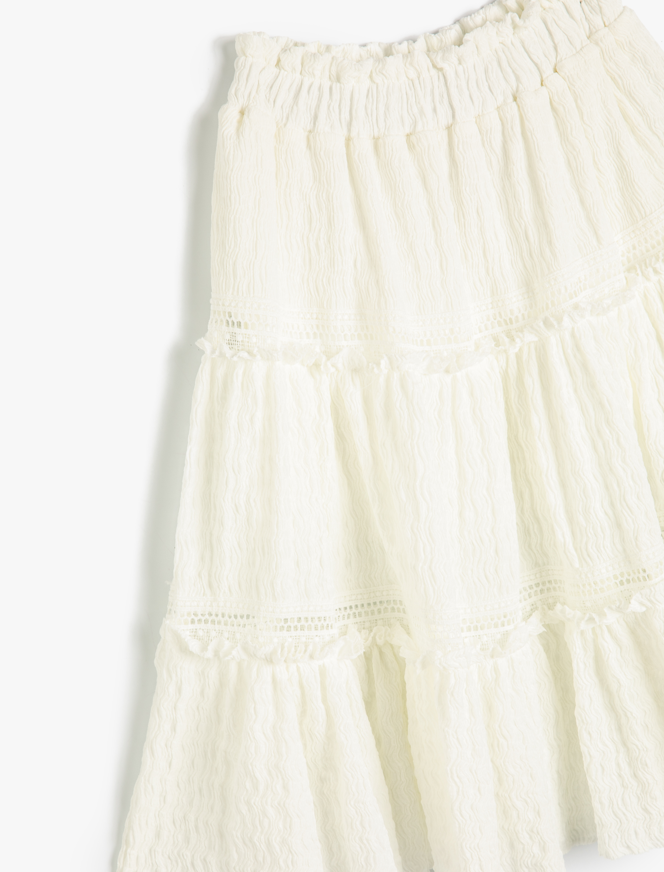 Kız Çocuk Midi Etek Katlı Beli Lastikli