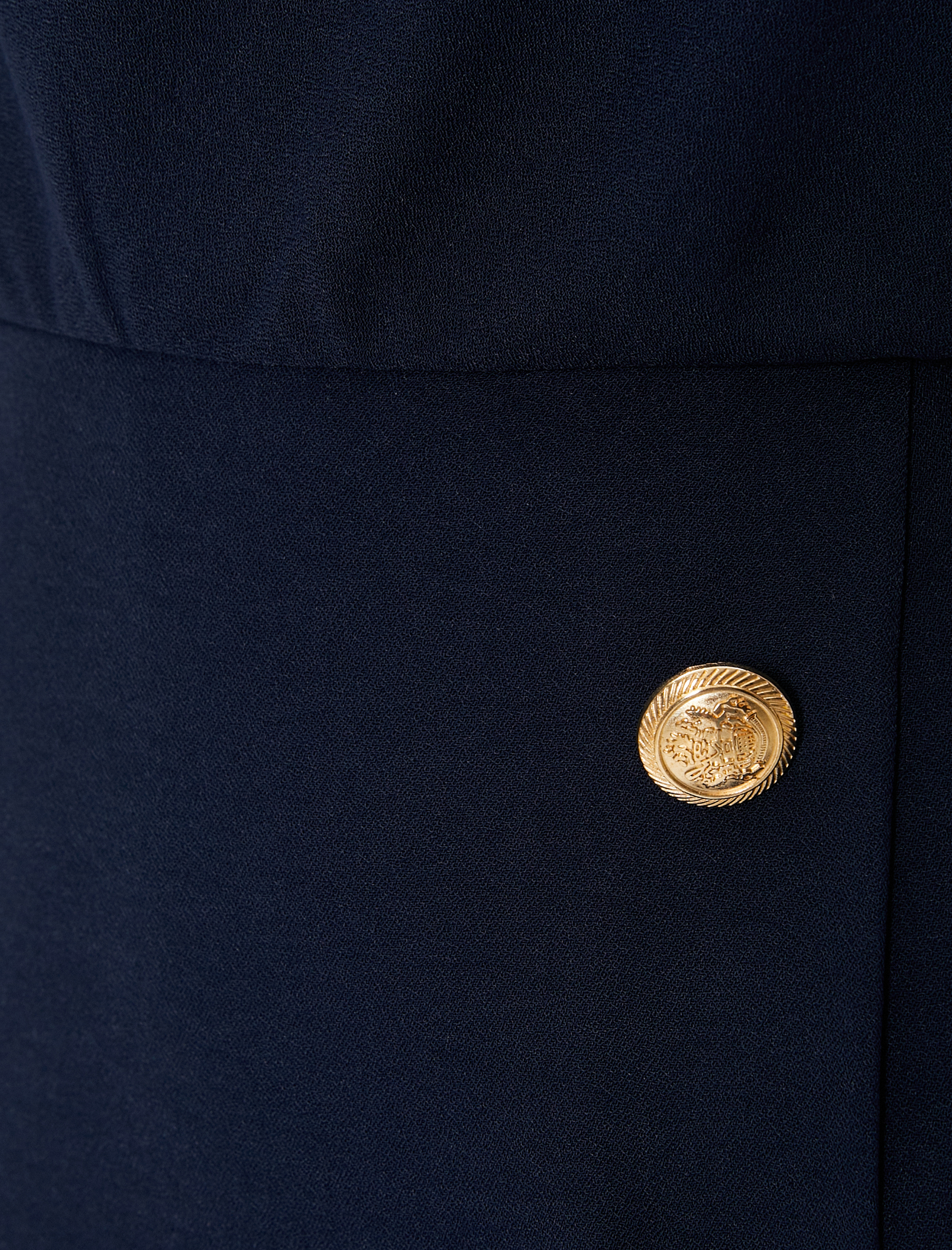   Şal Yaka Mini Elbise Kolsuz Drapeli Gold Düğme Detaylı