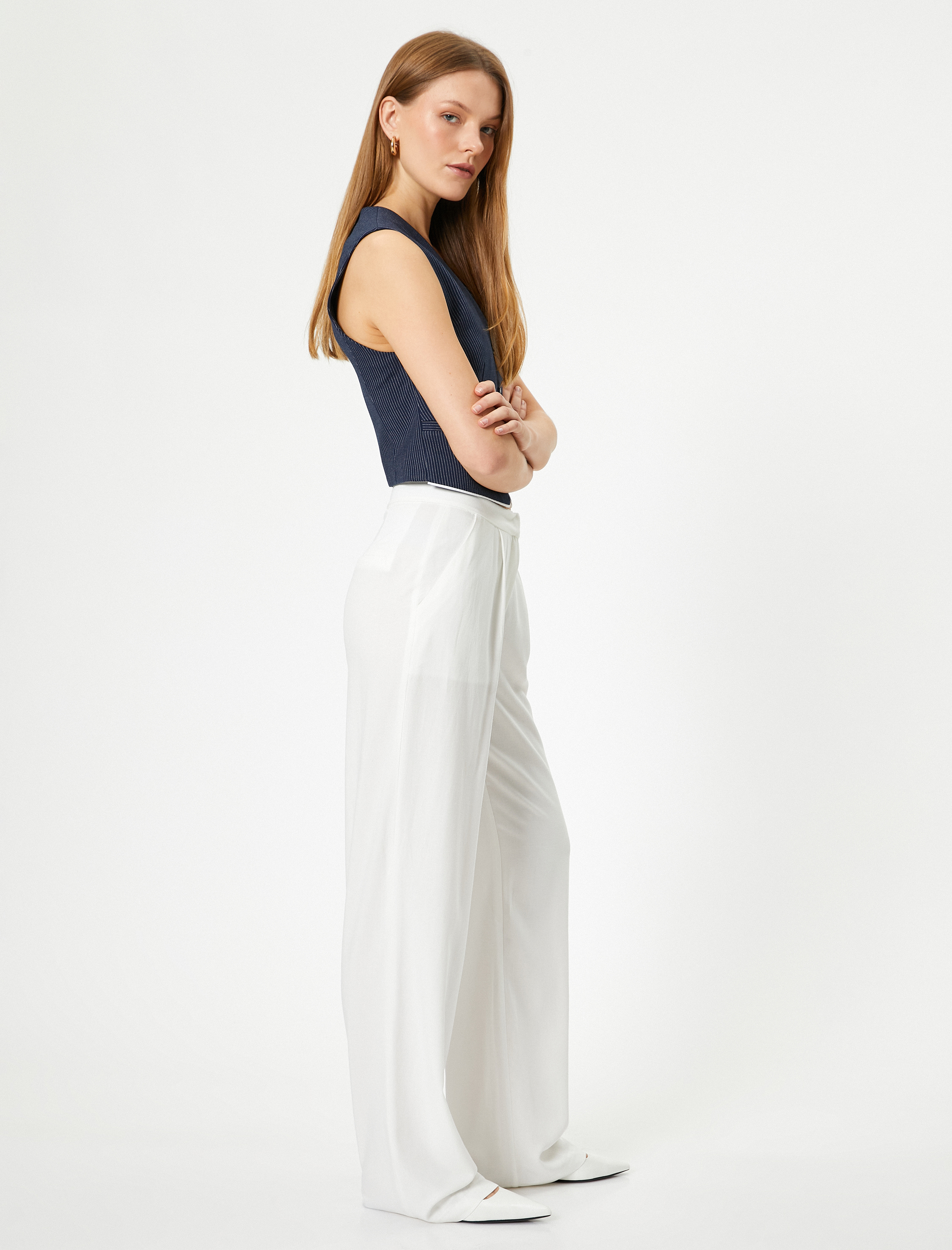   Koton X Sibil Çetinkaya - Keten Karışımlı Pantolon Geniş Paça Cepli