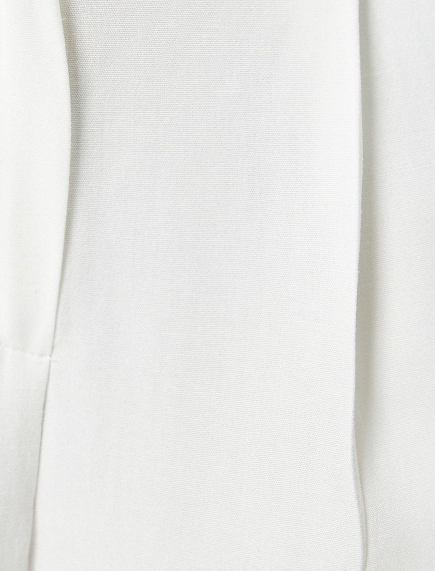   Koton X Sibil Çetinkaya - Keten Karışımlı Pantolon Geniş Paça Cepli