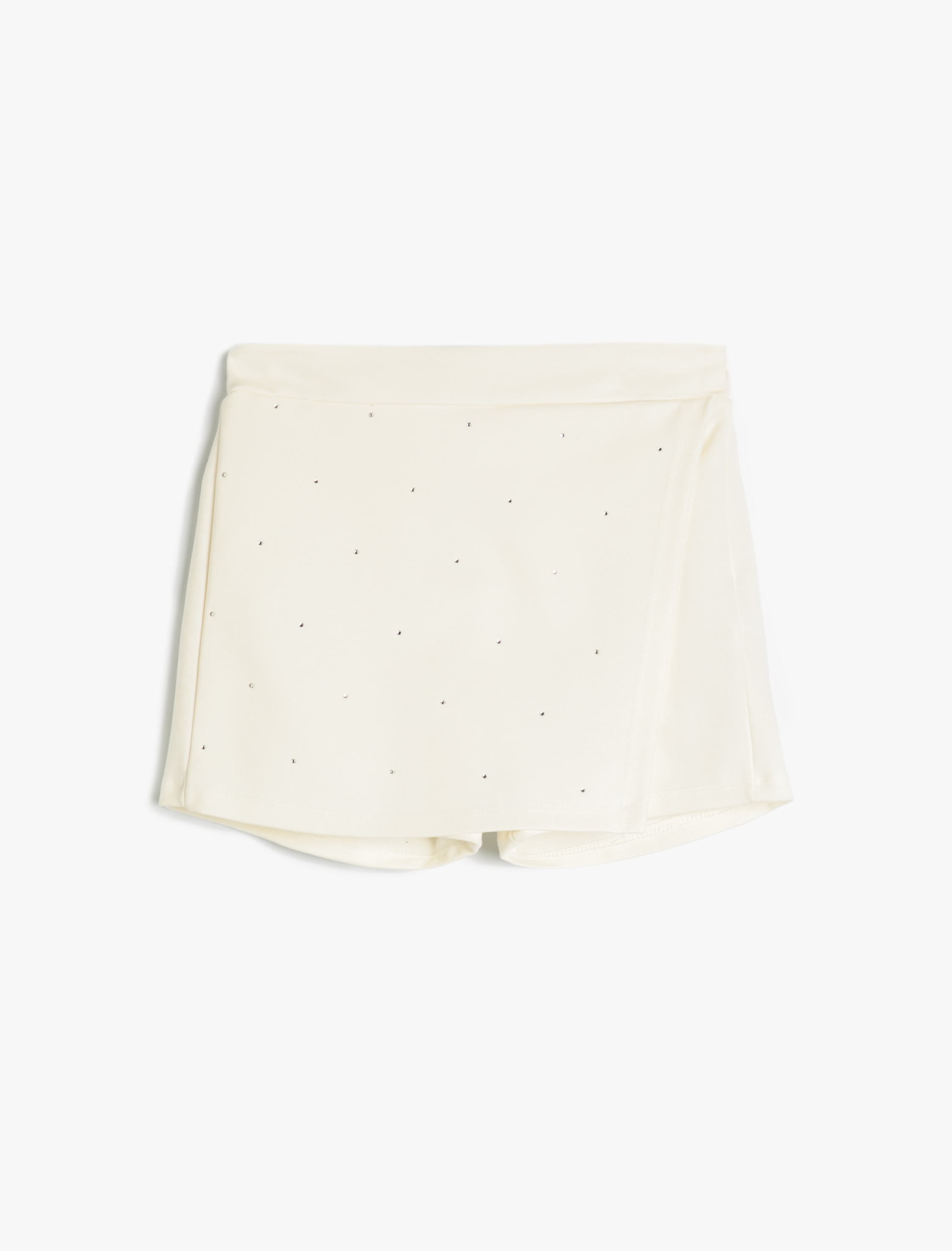  Kız Çocuk Şort Etek Kruvaze Beli Lastikli Pul Detaylı