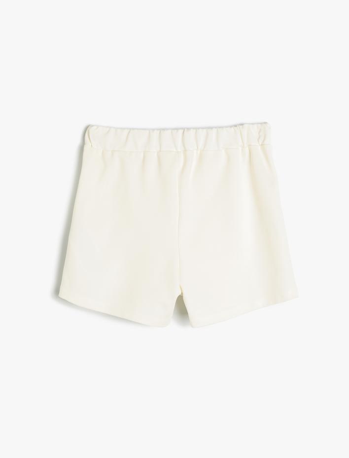 Kız Çocuk Şort Etek Kruvaze Beli Lastikli Pul Detaylı