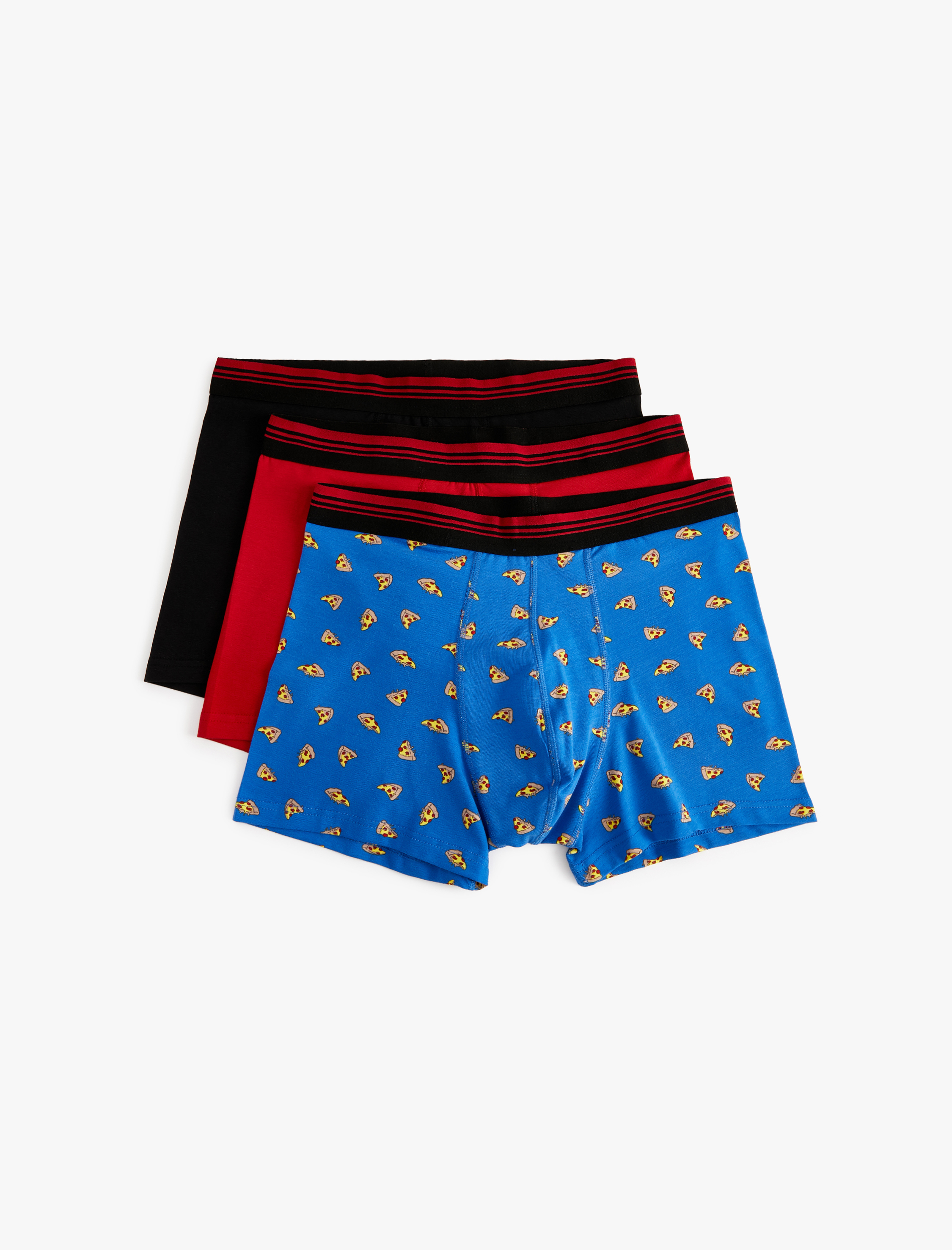   3'lü Boxer Seti Pizza Baskılı Çok Renkli