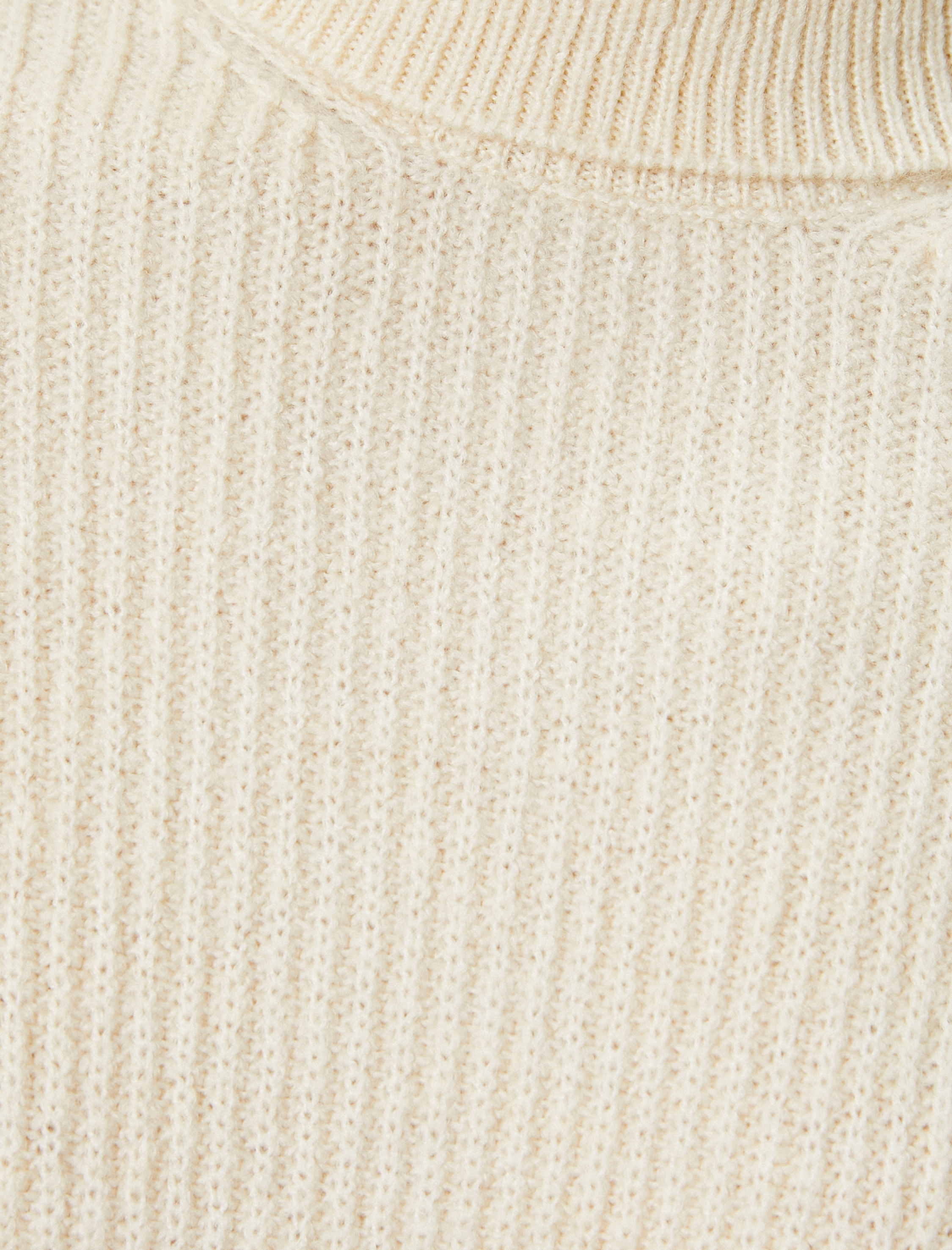   Crop Triko Kazak Balıkçı Yaka Uzun Kollu Akrilik Karışımlı