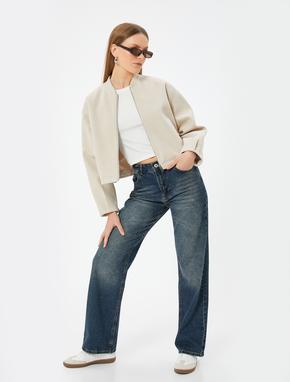 Düz Paça Kot Pantolon Düğmeli - Eve Straight Jeans