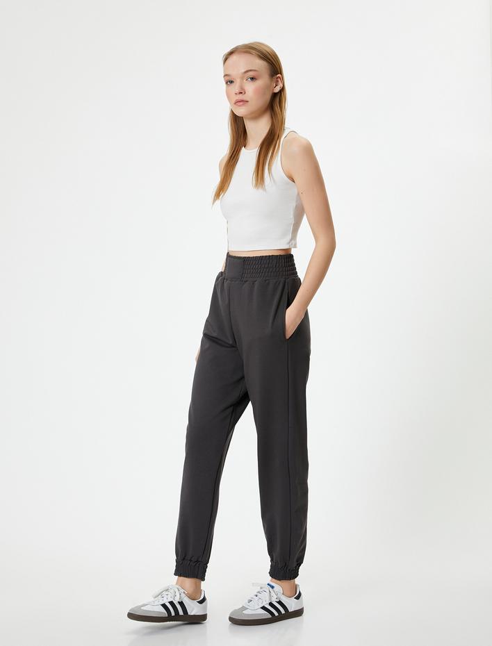  Jogger Eşofman Altı Yüksek Bel Cepli Rahat Kalıp