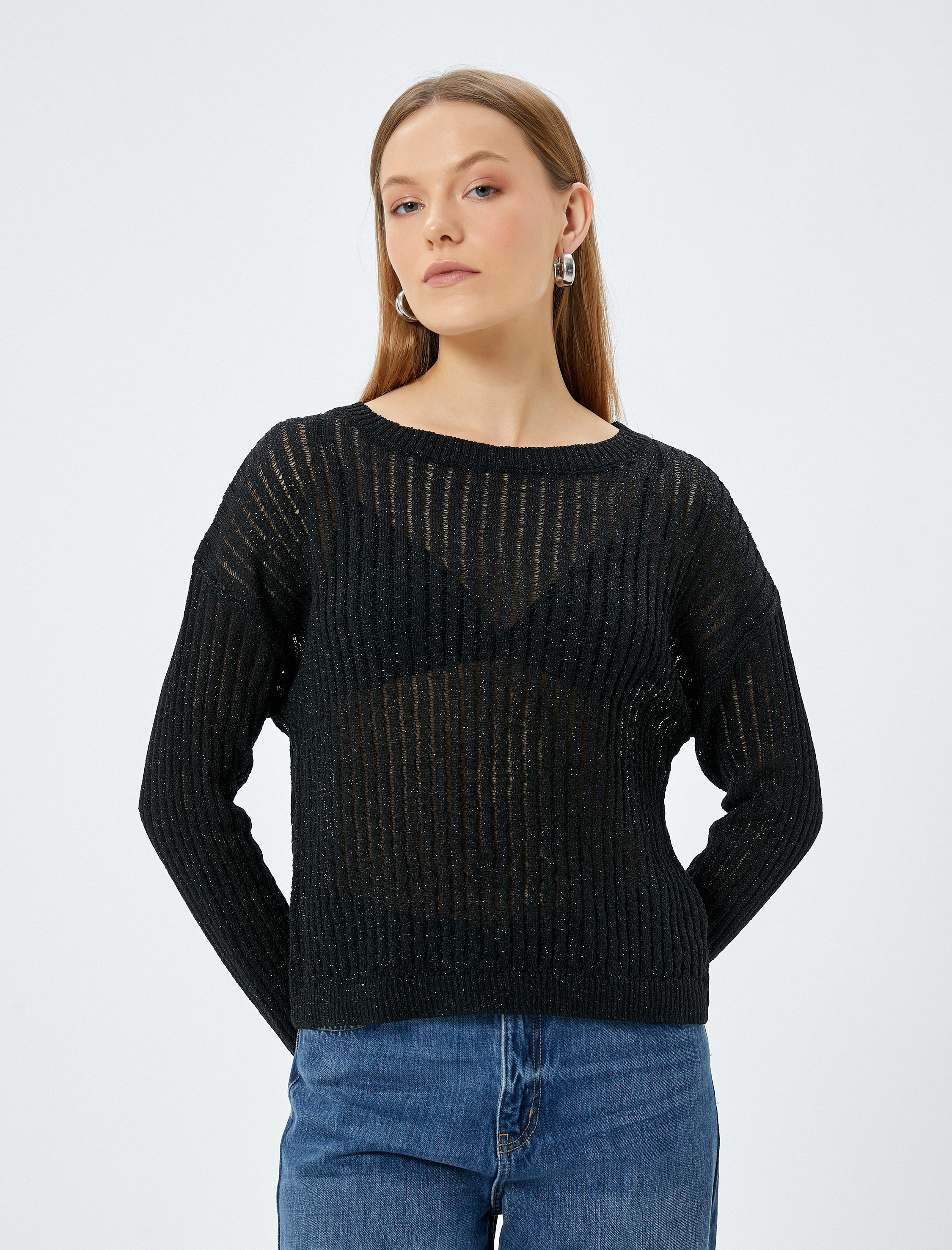   Ajurlu Kazak Bisiklet Yaka Metalik Simli