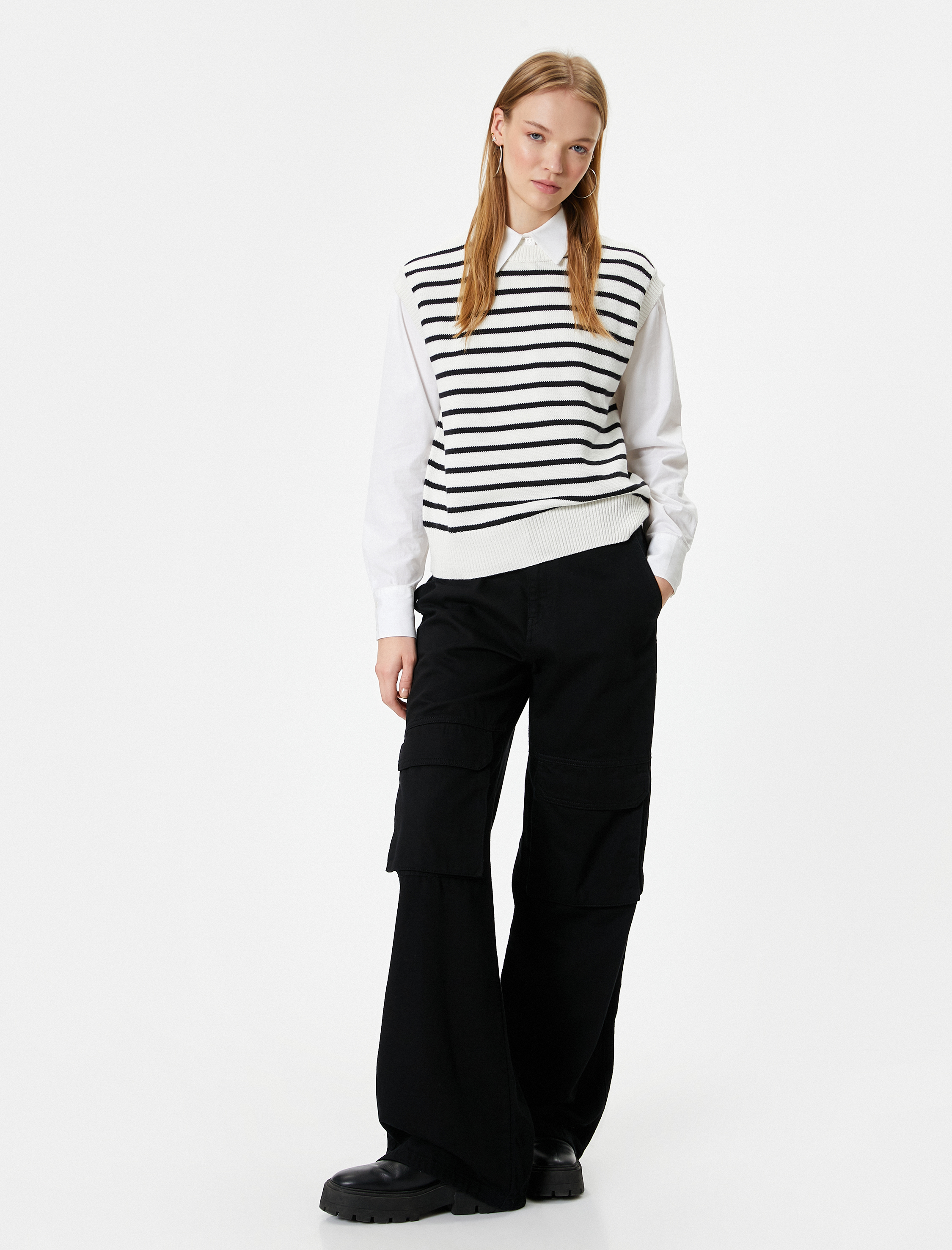   Bisiklet Yaka Triko Süveter Kolsuz