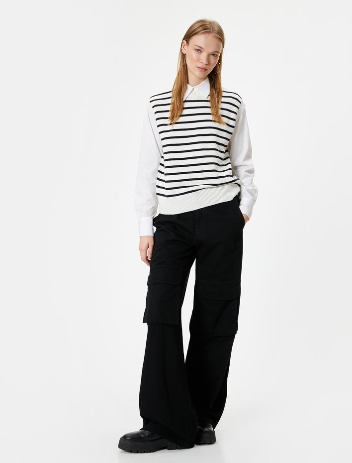  Bisiklet Yaka Triko Süveter Kolsuz