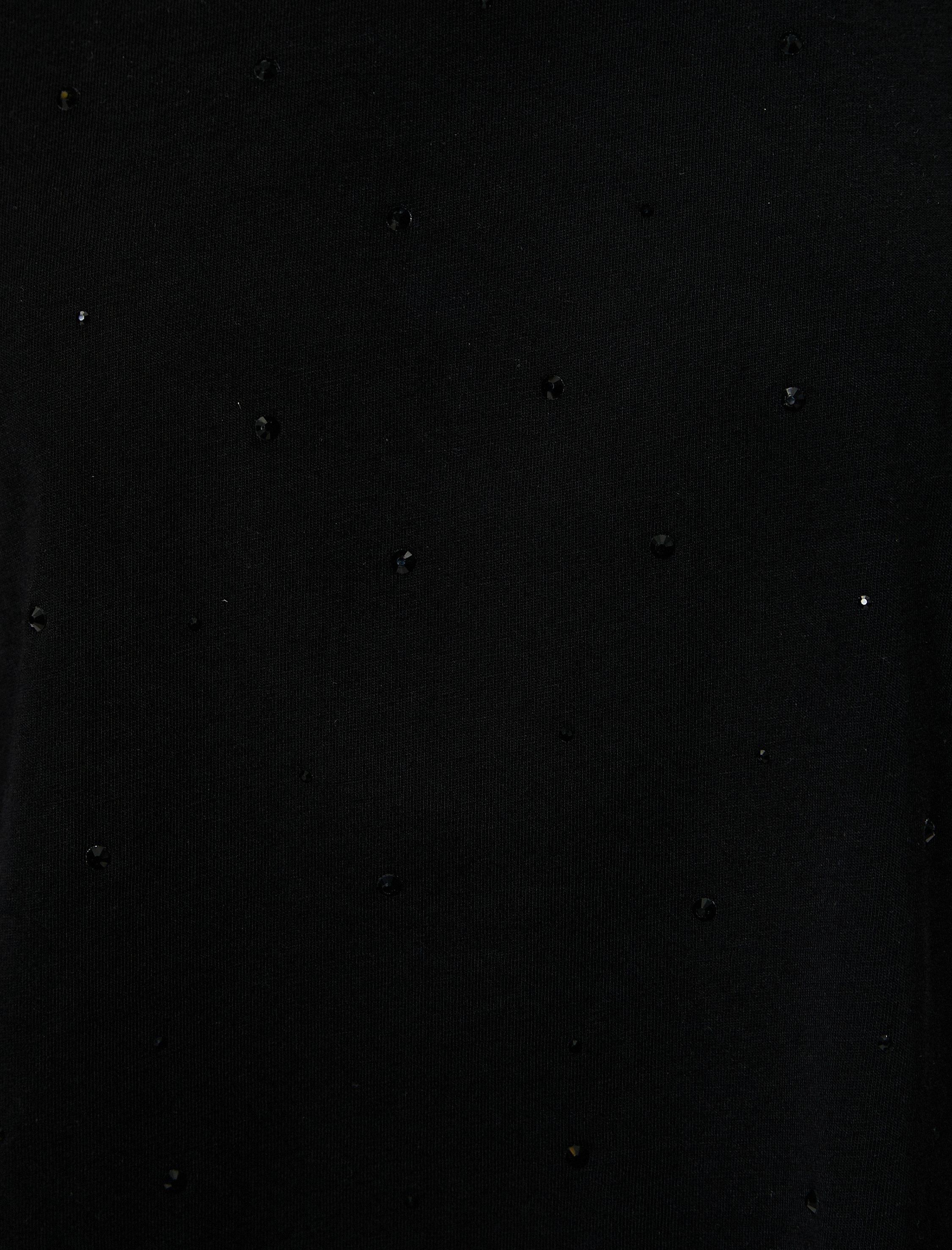   Taşlı Tişört Kısa Kollu Bisiklet Yaka Pamuklu Rahat Kalıp