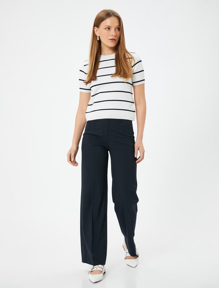  Kısa Kollu Triko Kazak Bisiklet Yaka