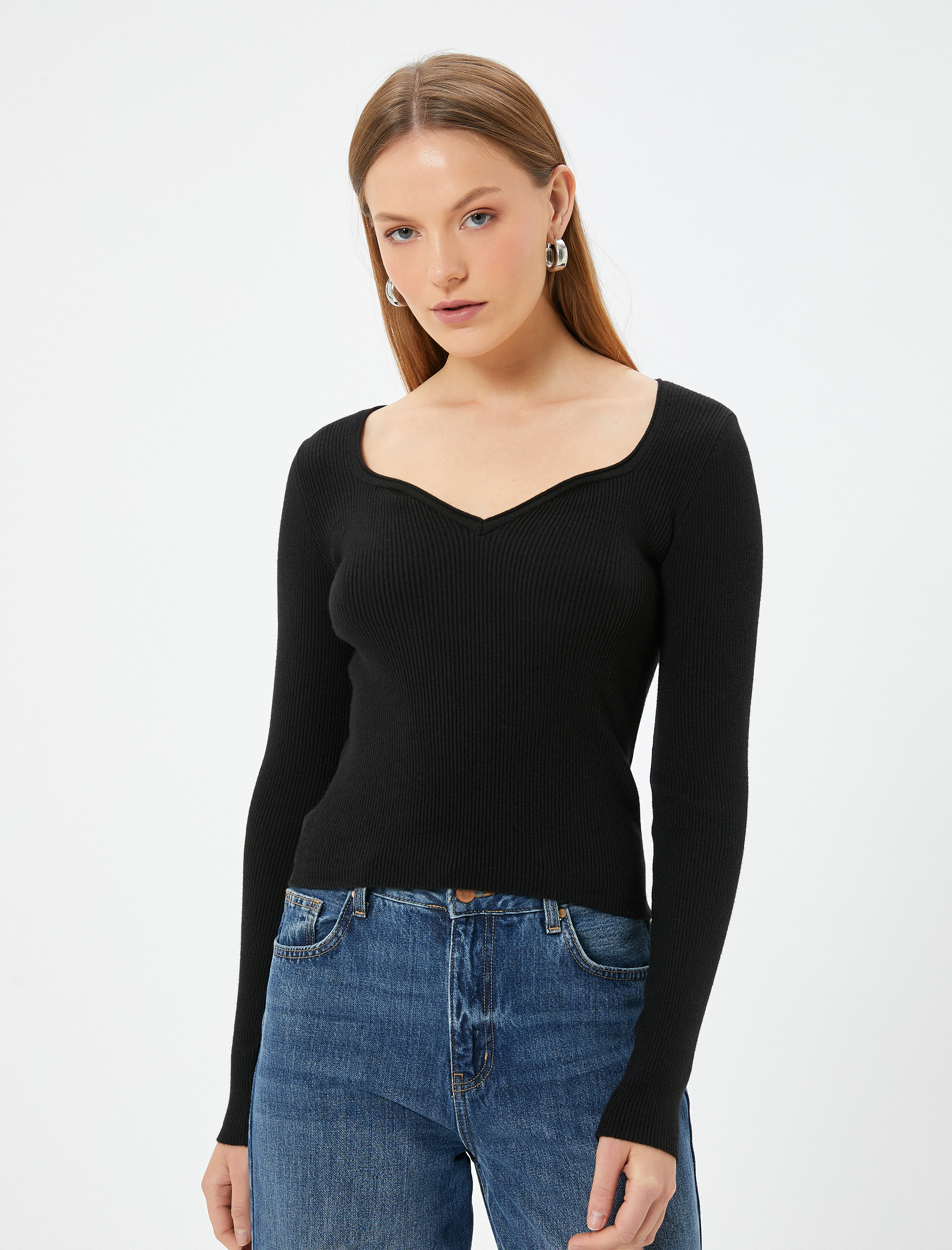   Kare Yaka Triko Kazak Uzun Kollu