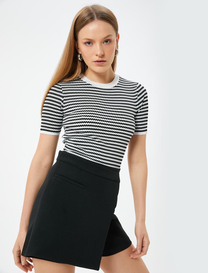  Ajurlu Kroşe Kazak Kısa Kollu Bisiklet Yaka