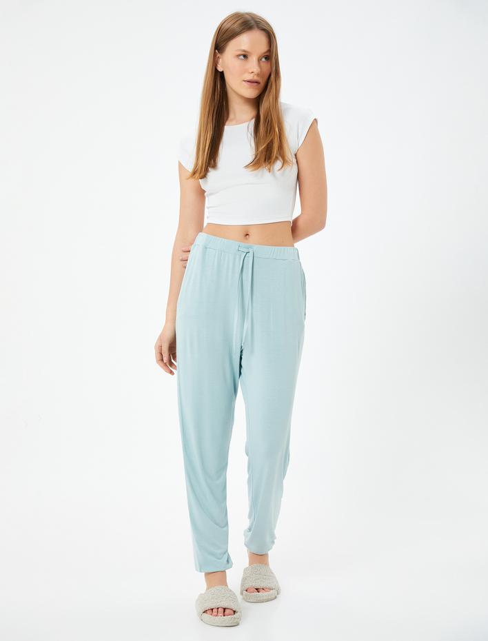  Düz Paça Pijama Altı Beli Bağcıklı Rahat Kalıp
