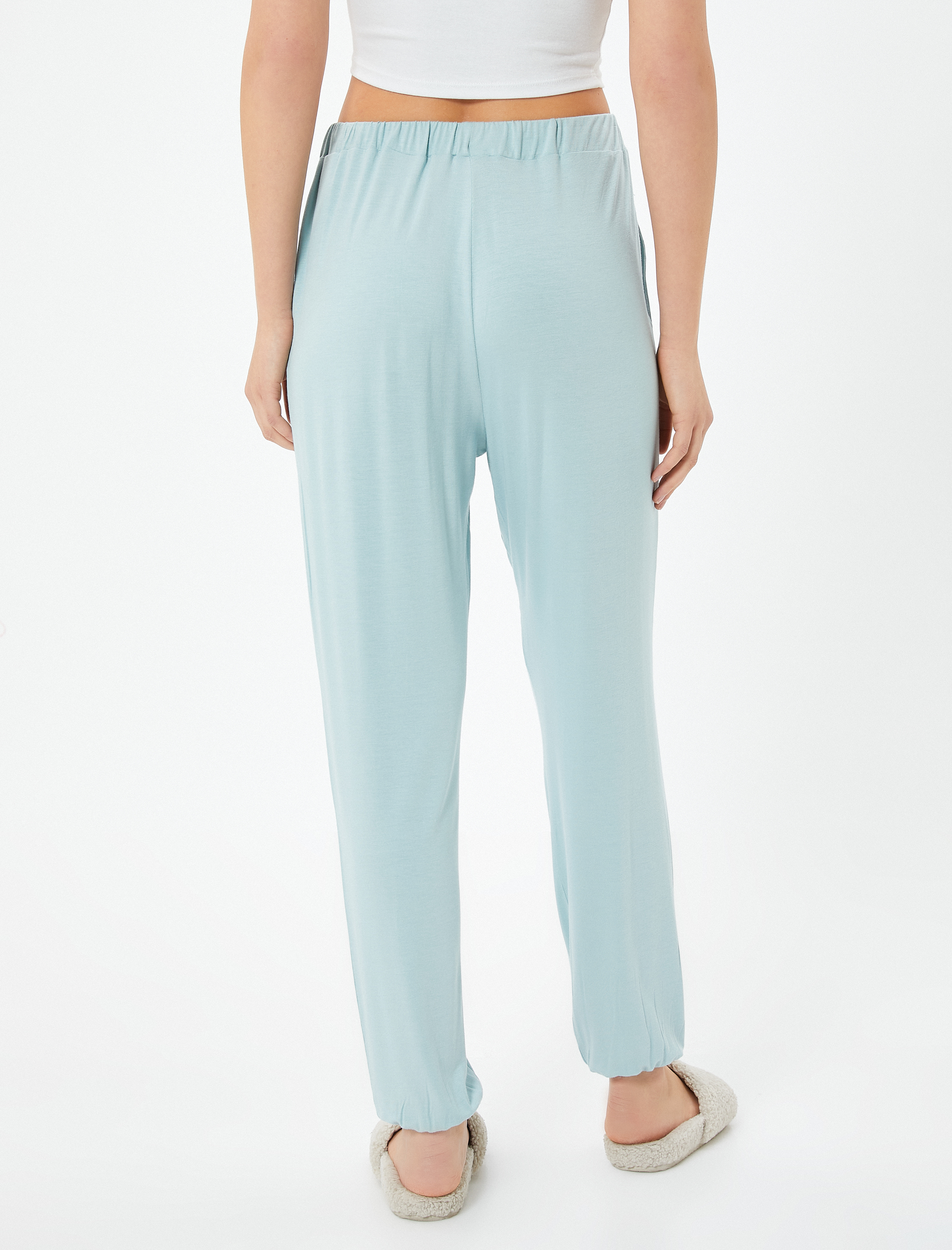   Düz Paça Pijama Altı Beli Bağcıklı Rahat Kalıp