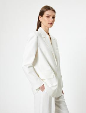 Oversize Blazer Ceket Keten Karışımlı