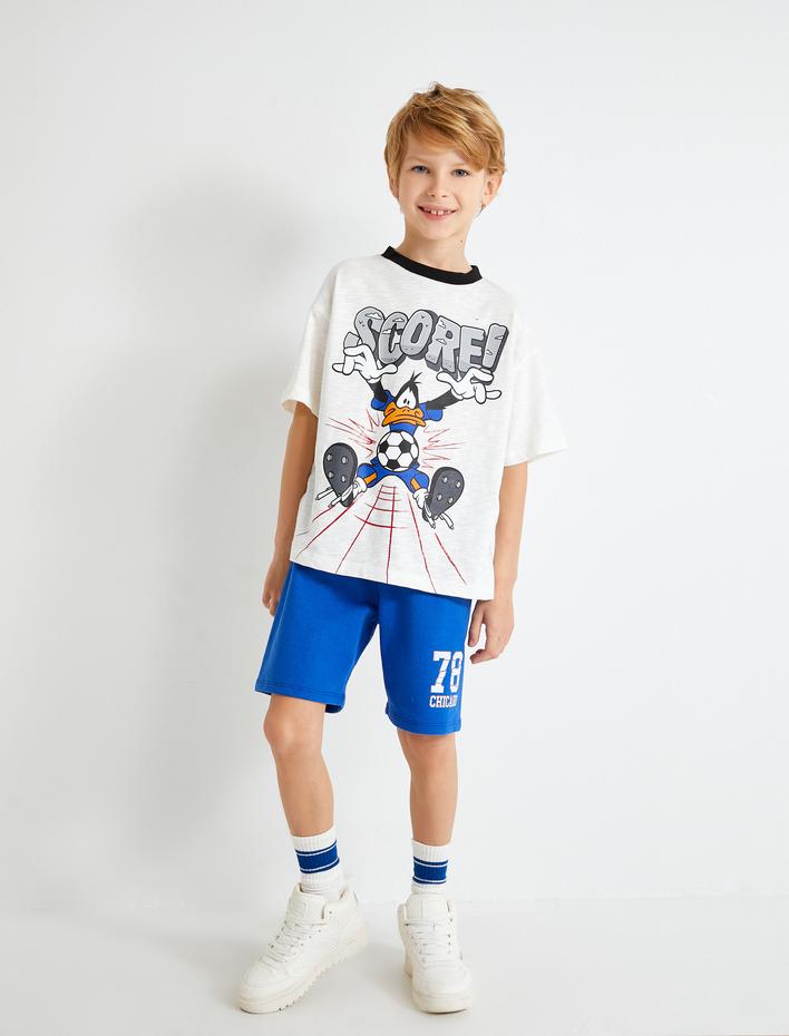 Erkek Çocuk Basic Şort Baskı Detaylı Beli Bağlamalı Pamuk Karışımlı
