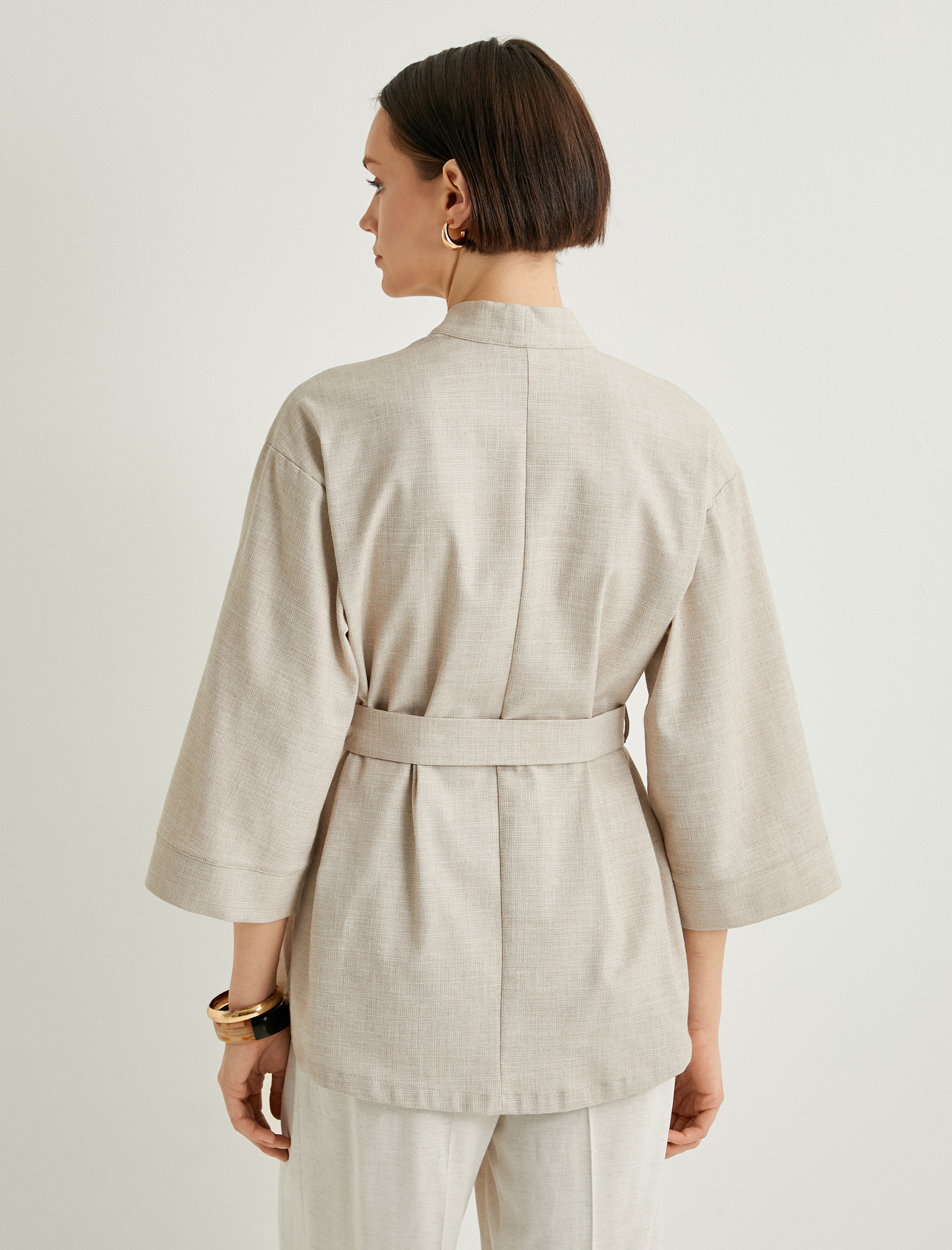   Oversize Kimono Beli Kuşaklı Geniş Kollu