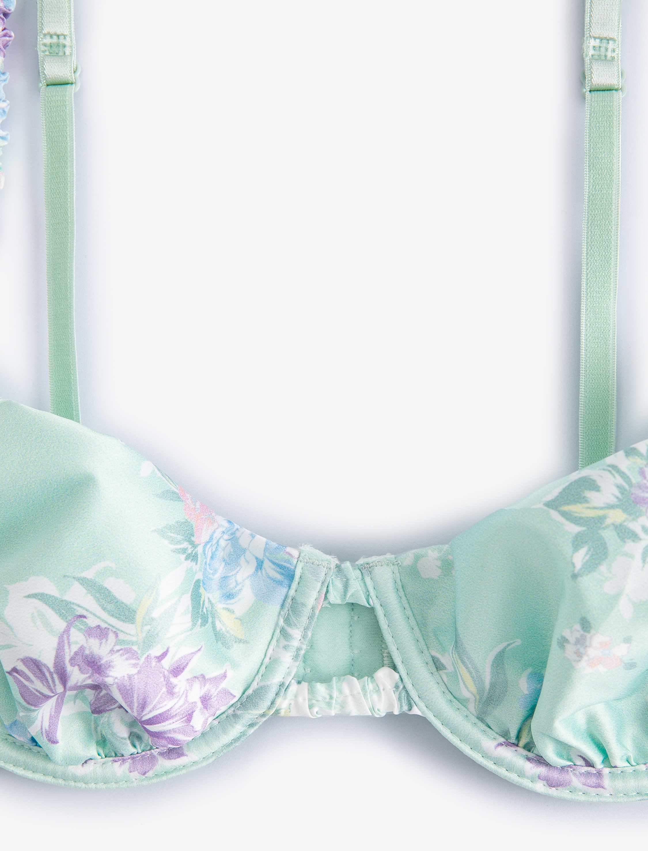   Çiçekli Balenli Sütyen Dolgusuz Kapsız Saten