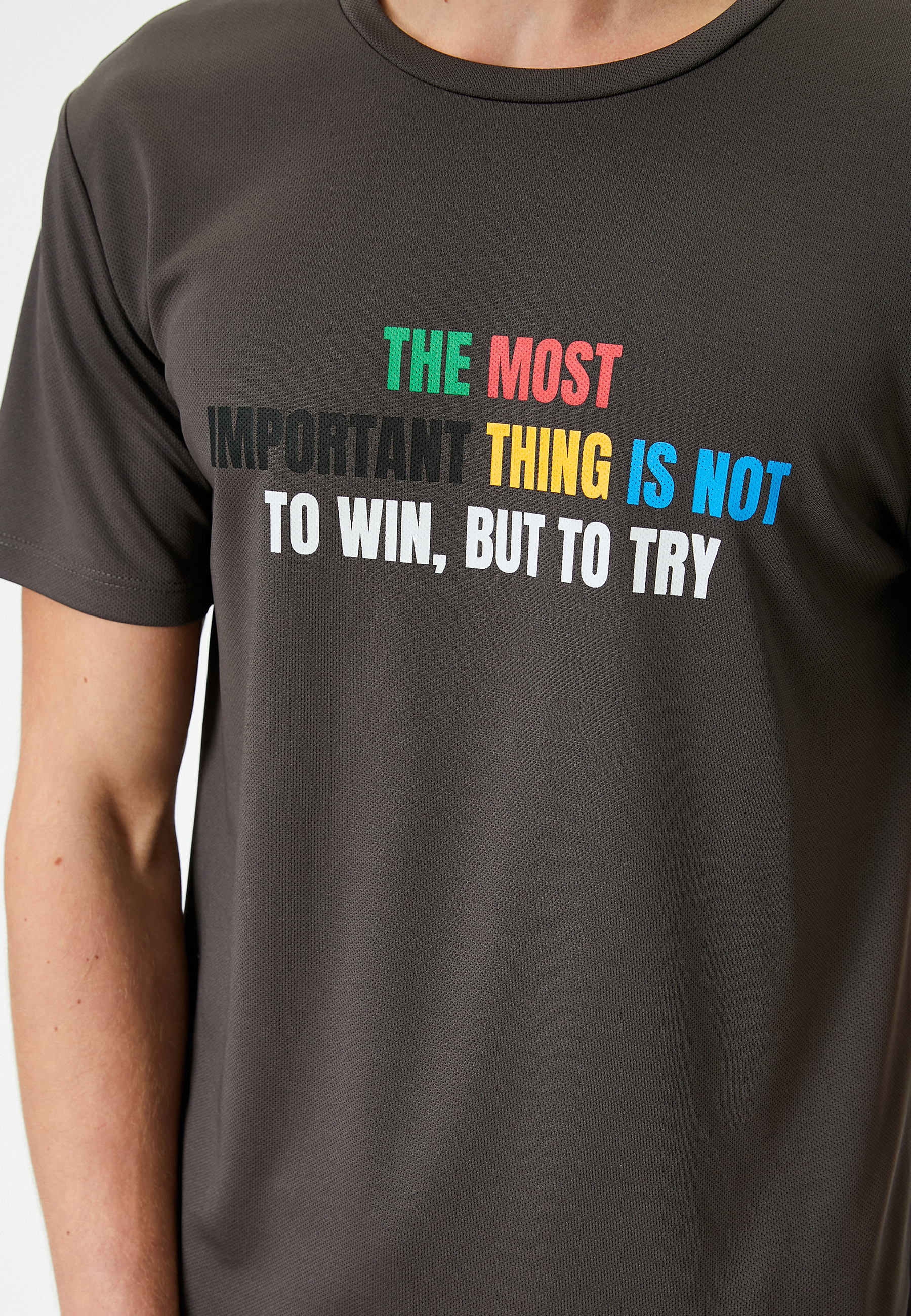   Spor Tişört Slogan Baskılı Bisiklet Yaka Kısa Kollu