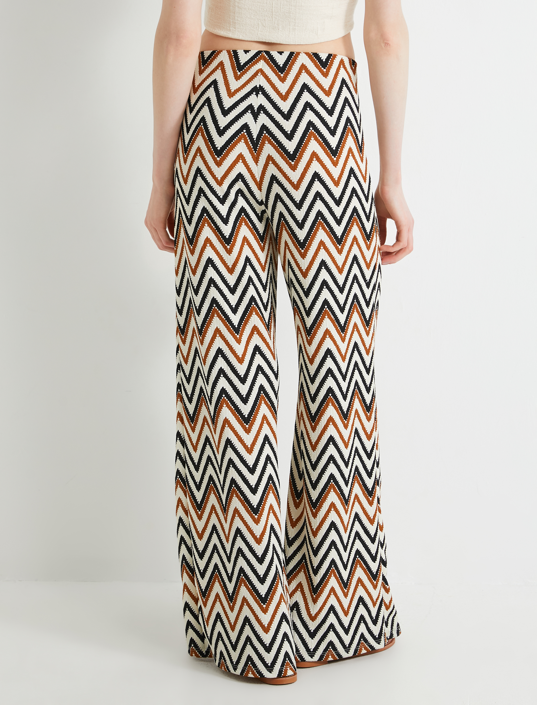   Bol Paça Pantolon Geometrik Desenli Normal Bel