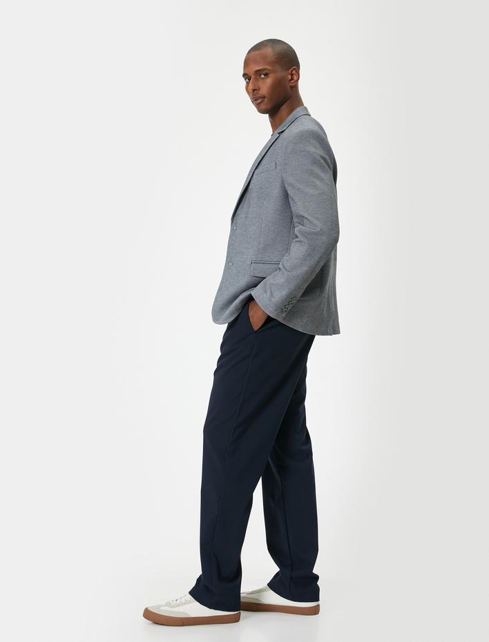  Blazer Ceket Slim Fit Düğmeli Cep Detaylı