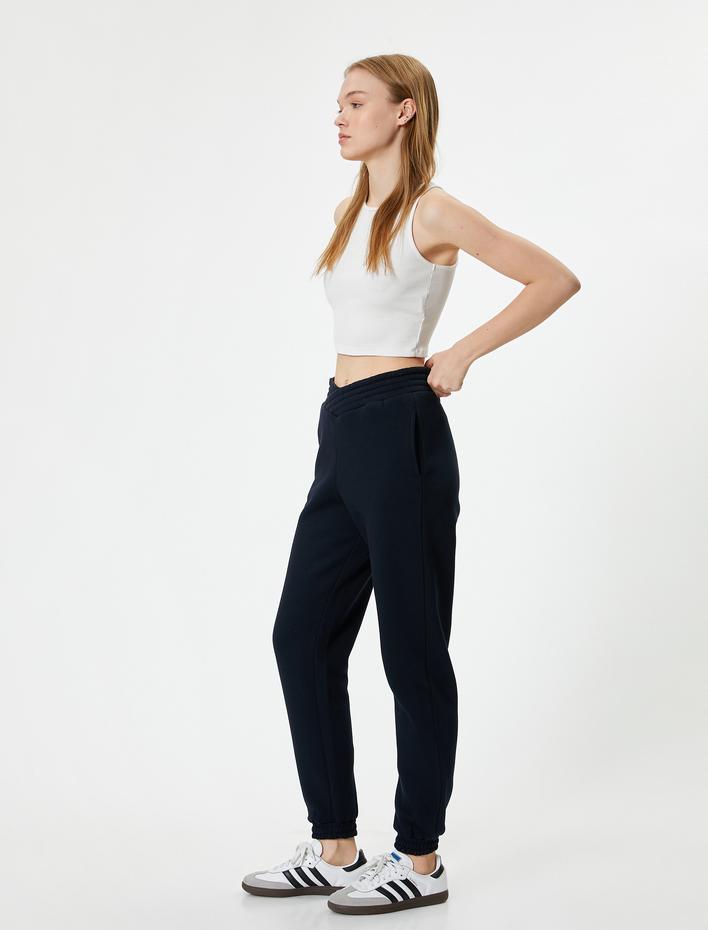  Şardonlu Rahat Kesim Jogger Eşofman Altı Lastikli Cepli