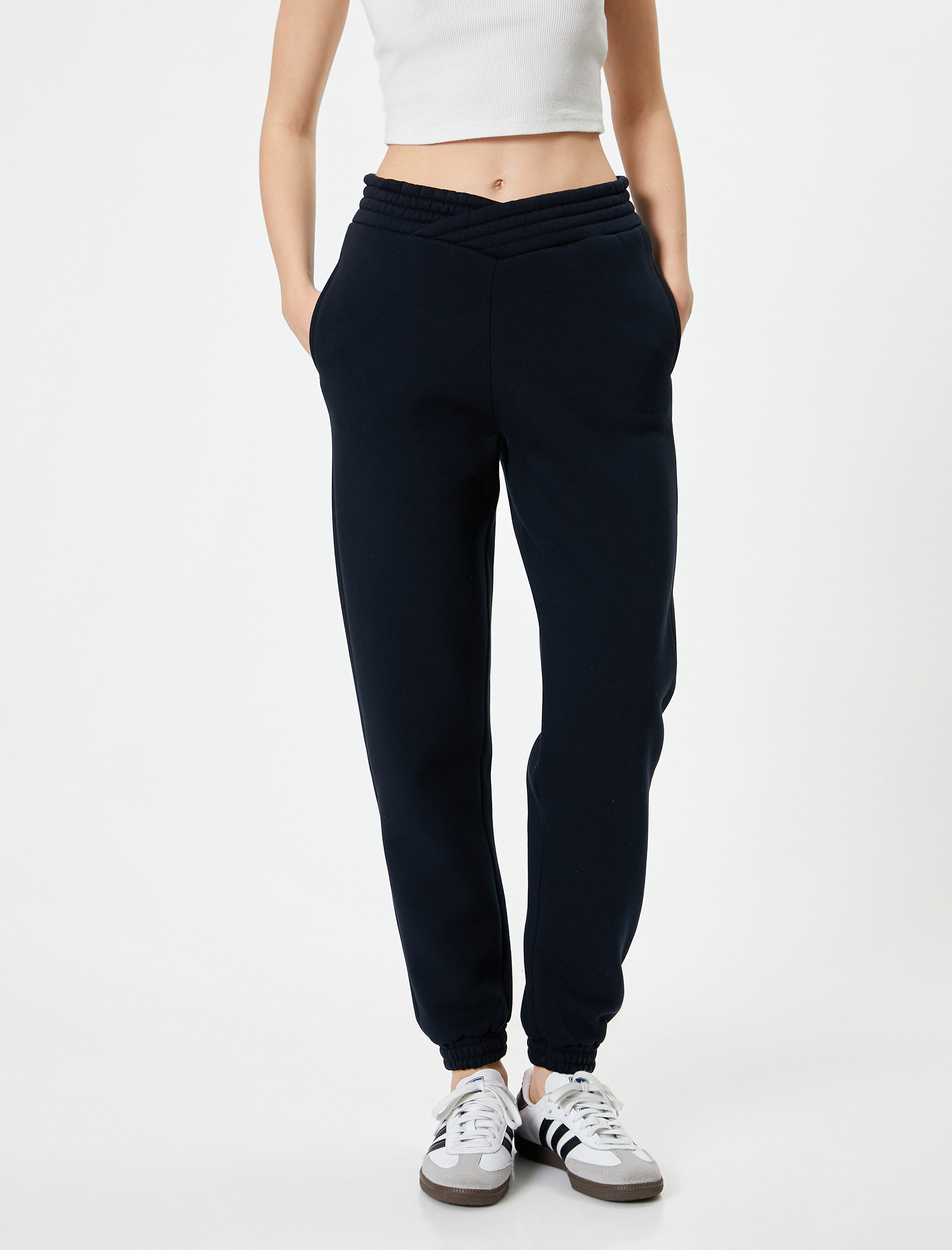   Şardonlu Rahat Kesim Jogger Eşofman Altı Lastikli Cepli