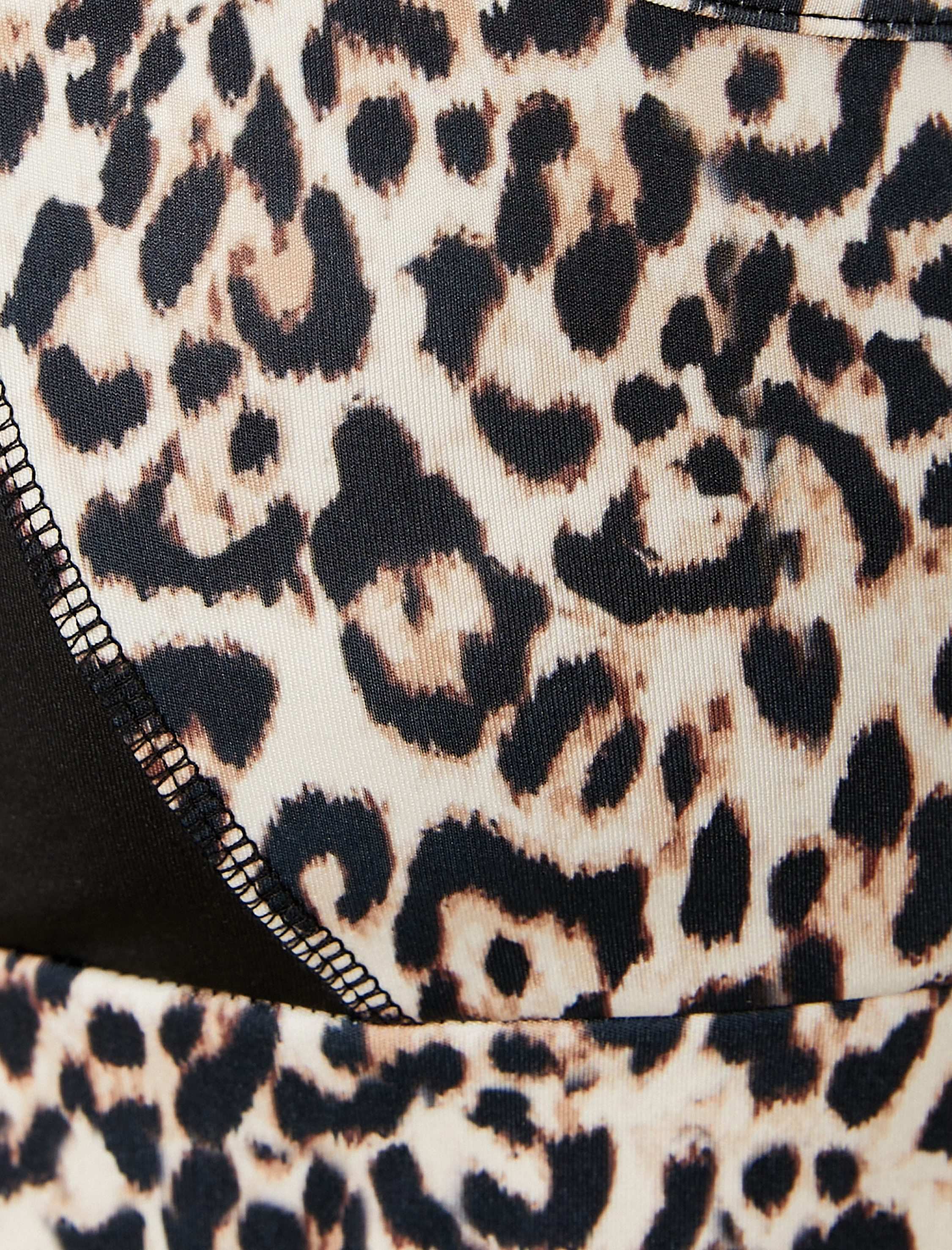   Sporcu Sütyeni Kaplı U Yaka Leopar Desenli Slim Fit İnterlok