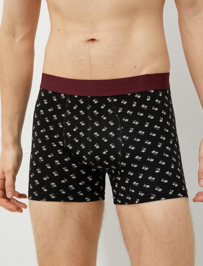  Basic 3'lü Boxer Seti Ağaç Desenli Beli Lastikli