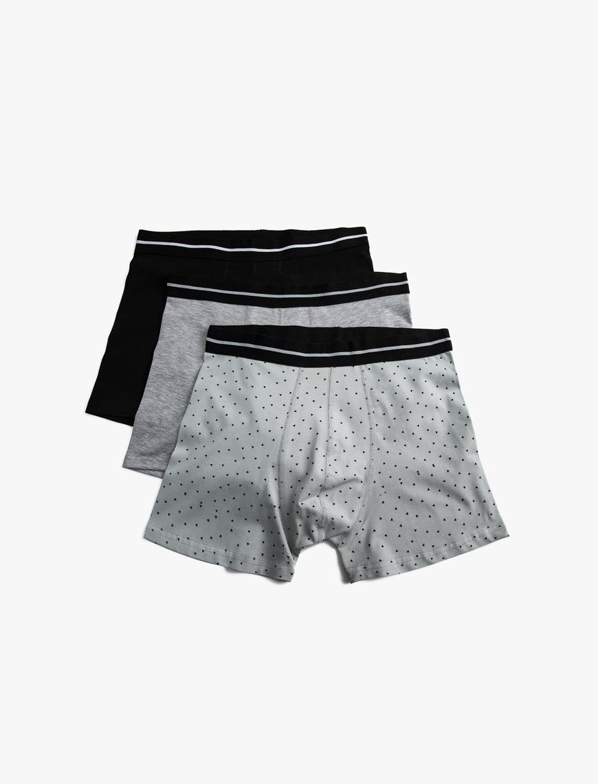   Basic 3'lü Boxer Seti Geometrik Desenli