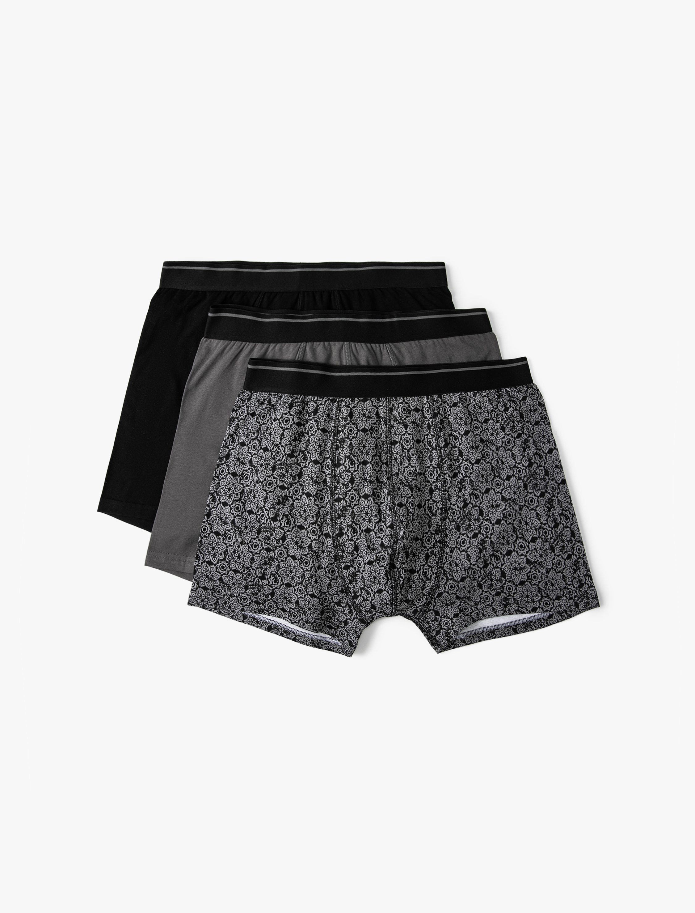 Koton Erkek 3'lü Boxer Seti Soyut Baskılı Çok Renkli -1