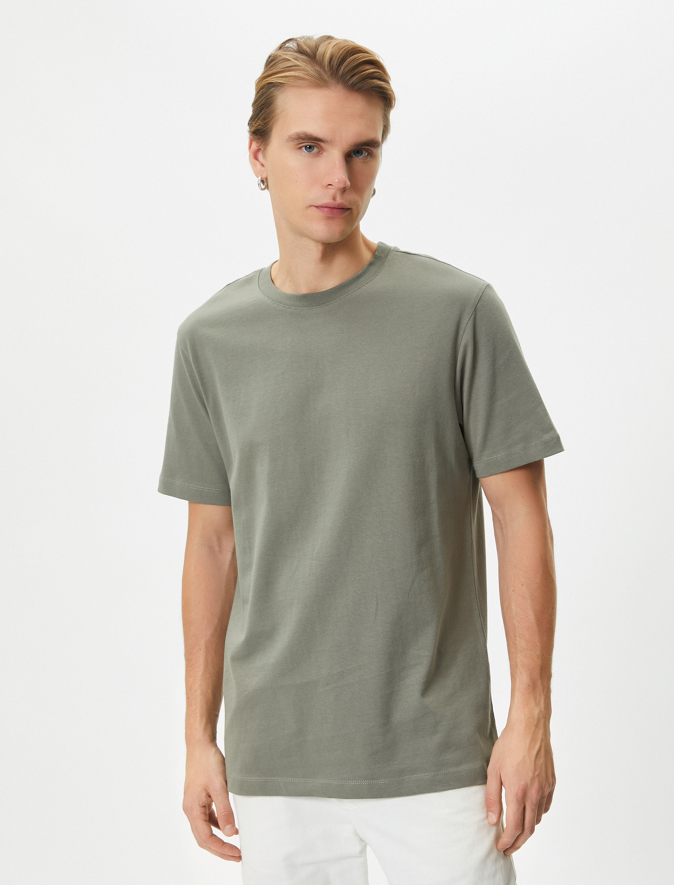   Basic Tişört Bisiklet Yaka Kısa Kollu Pamuklu