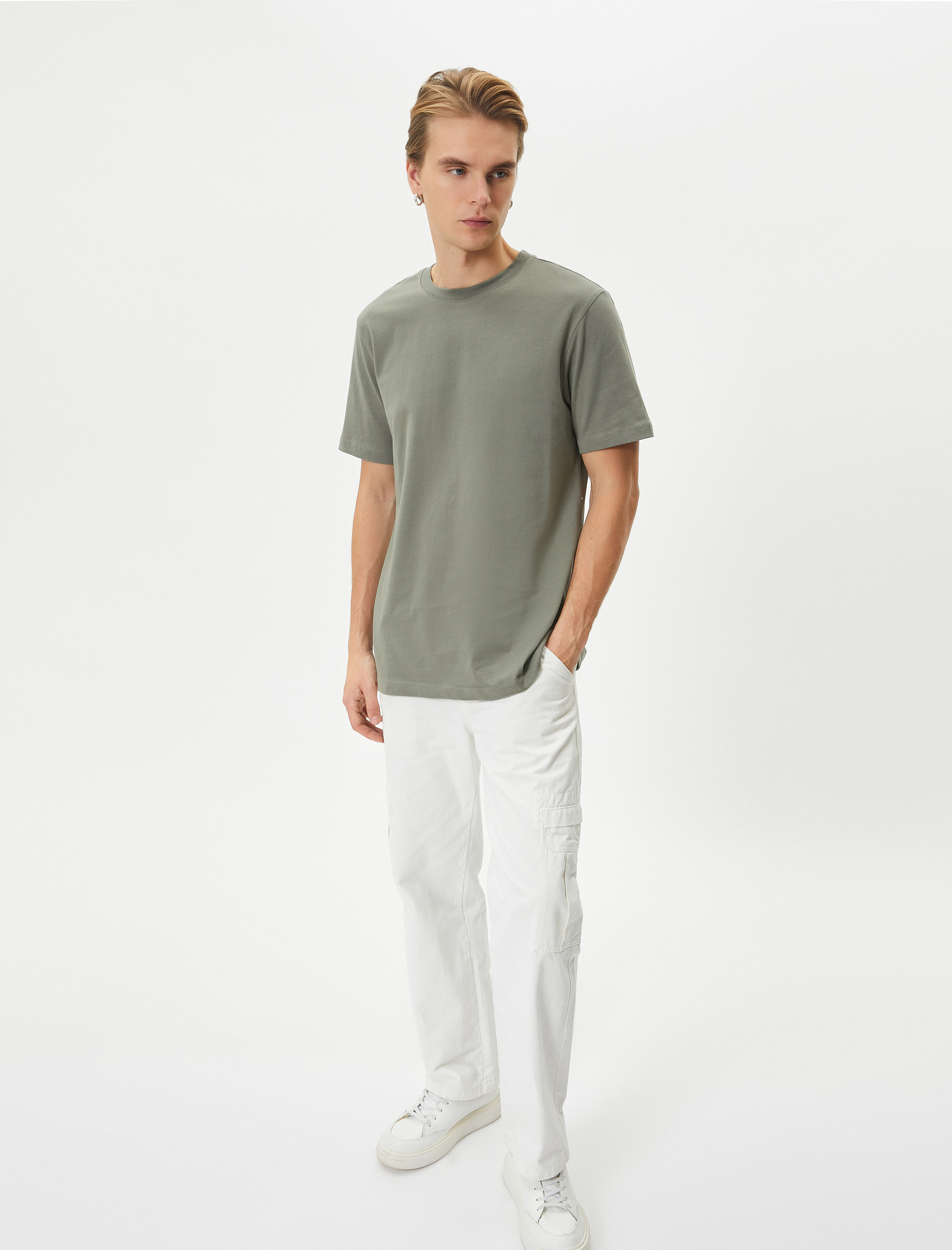   Basic Tişört Bisiklet Yaka Kısa Kollu Pamuklu