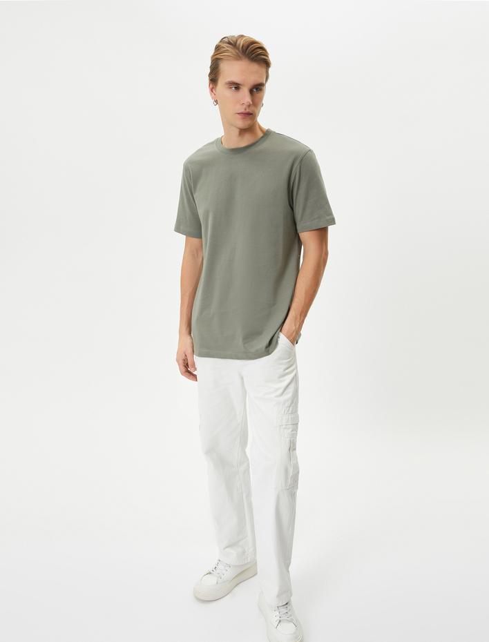  Basic Tişört Bisiklet Yaka Kısa Kollu Pamuklu