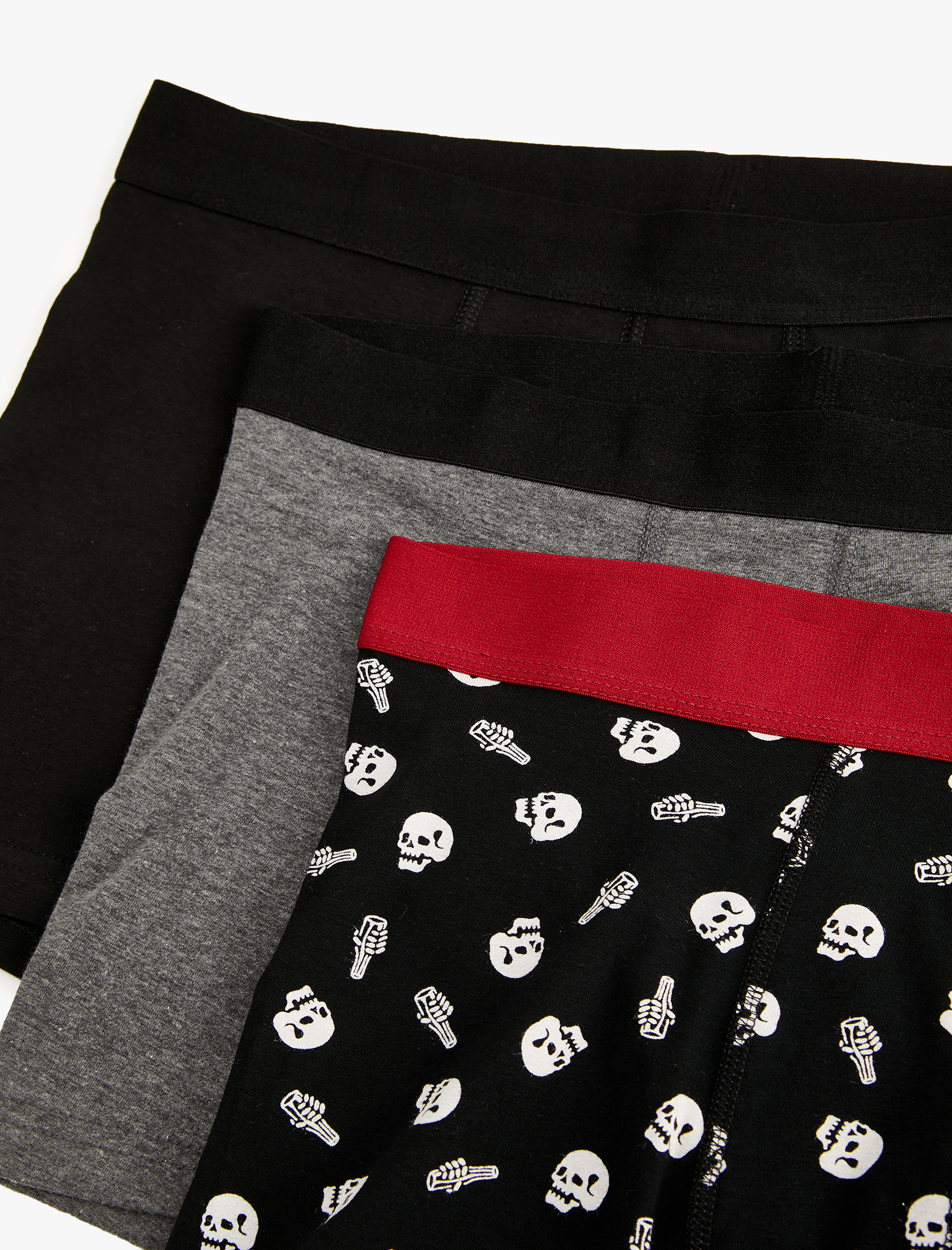   3'lü Boxer Seti Kuru Kafa Baskılı Çok Renkli