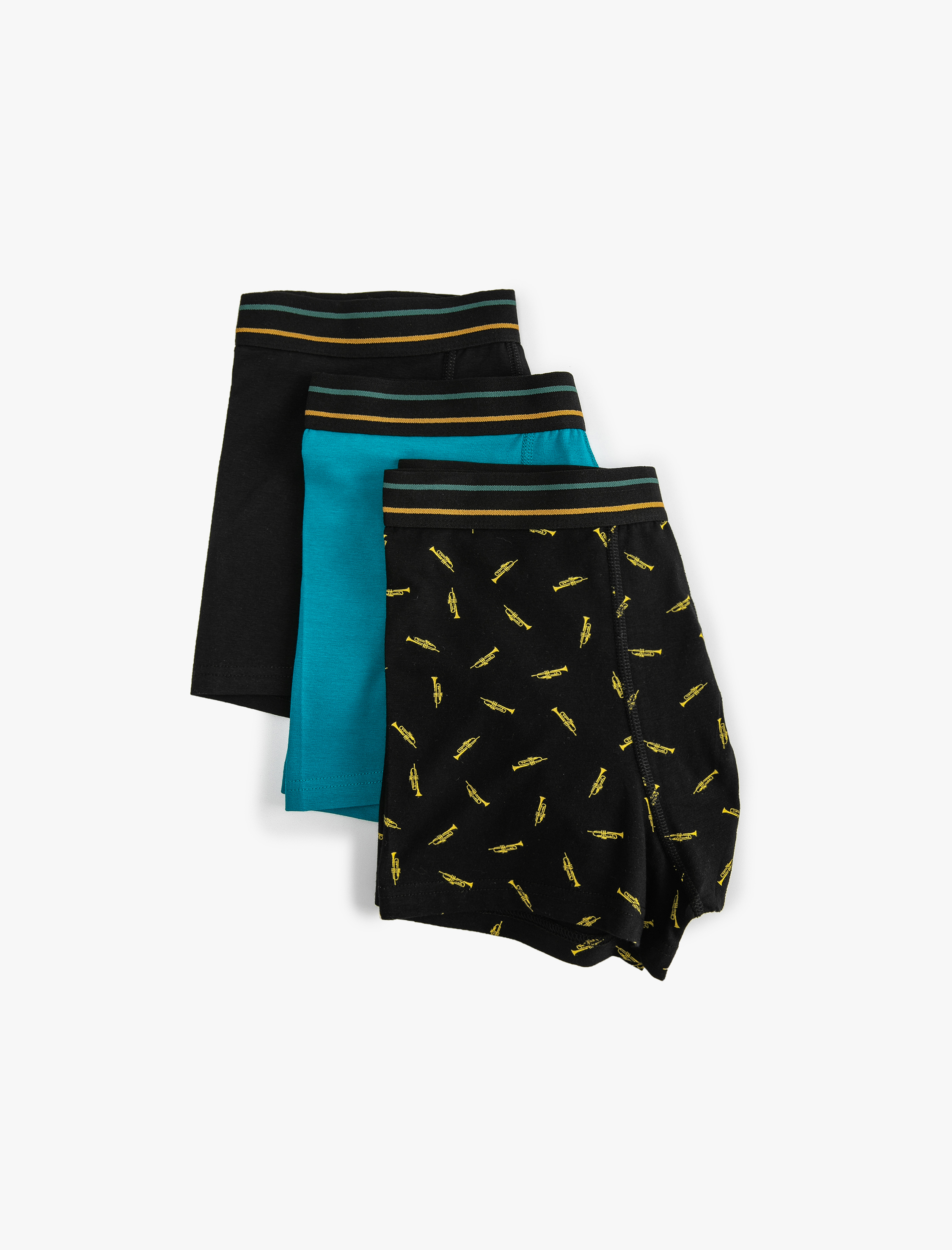   3'lü Boxer Seti Müzik Baskılı Çok Renkli