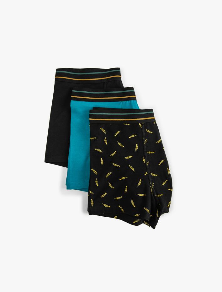  3'lü Boxer Seti Müzik Baskılı Çok Renkli
