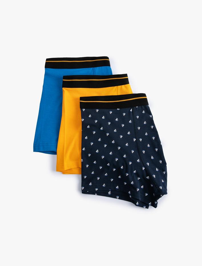  3'lü Boxer Seti Marin Baskılı Çok Renkli