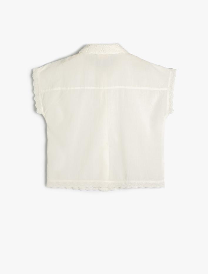 Kız Çocuk Fistolu Crop Gömlek Kısa Kollu