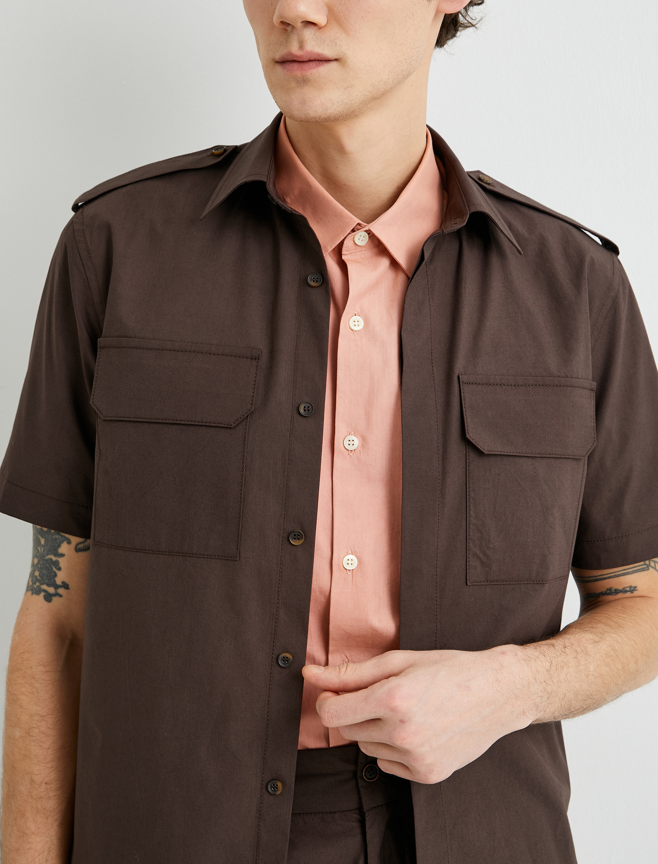   Kısa Kollu Gömlek Çift Cep Detaylı Düğmeli Regular Fit