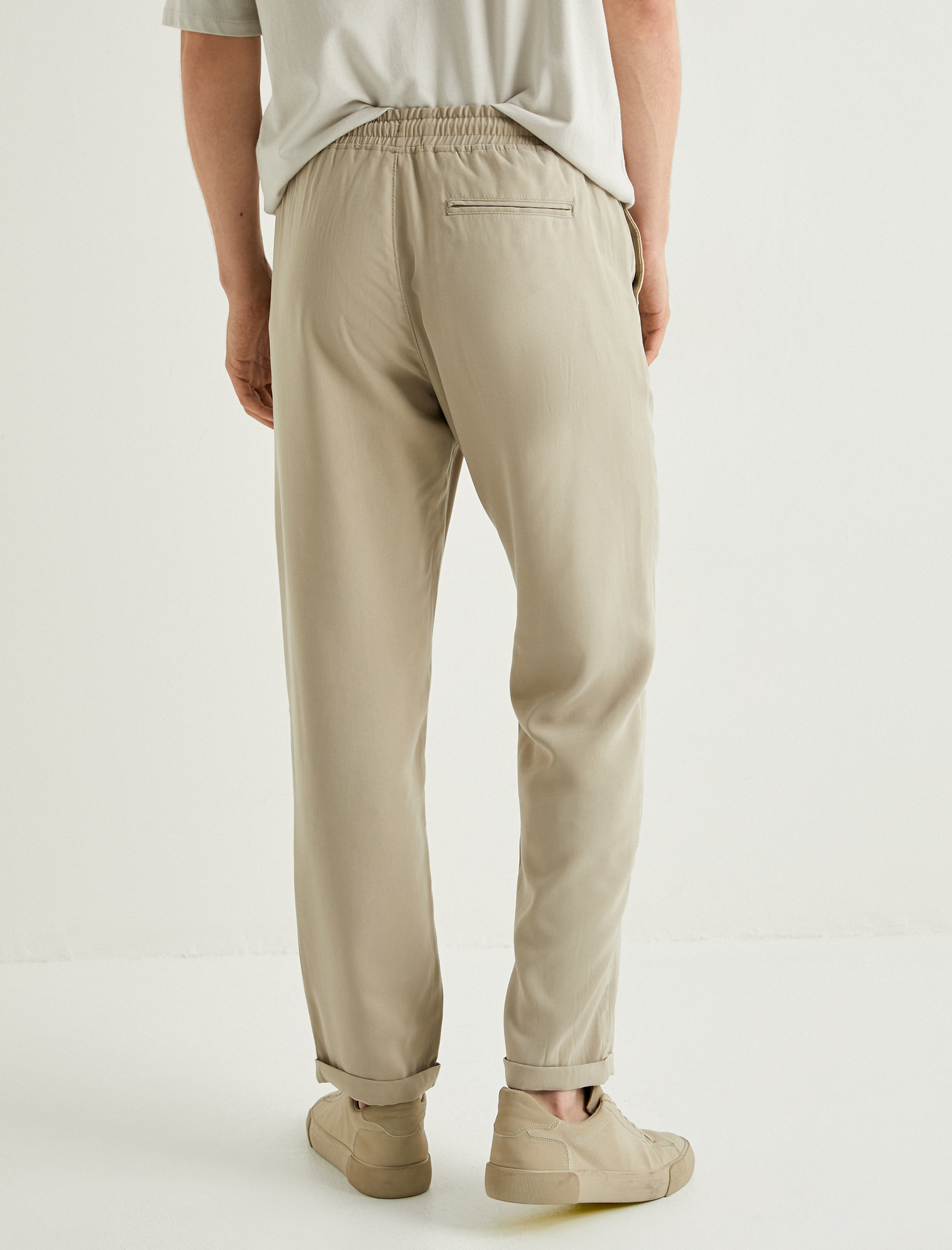   Gabardin Pantolon Beli Bağcıklı Cep Detaylı