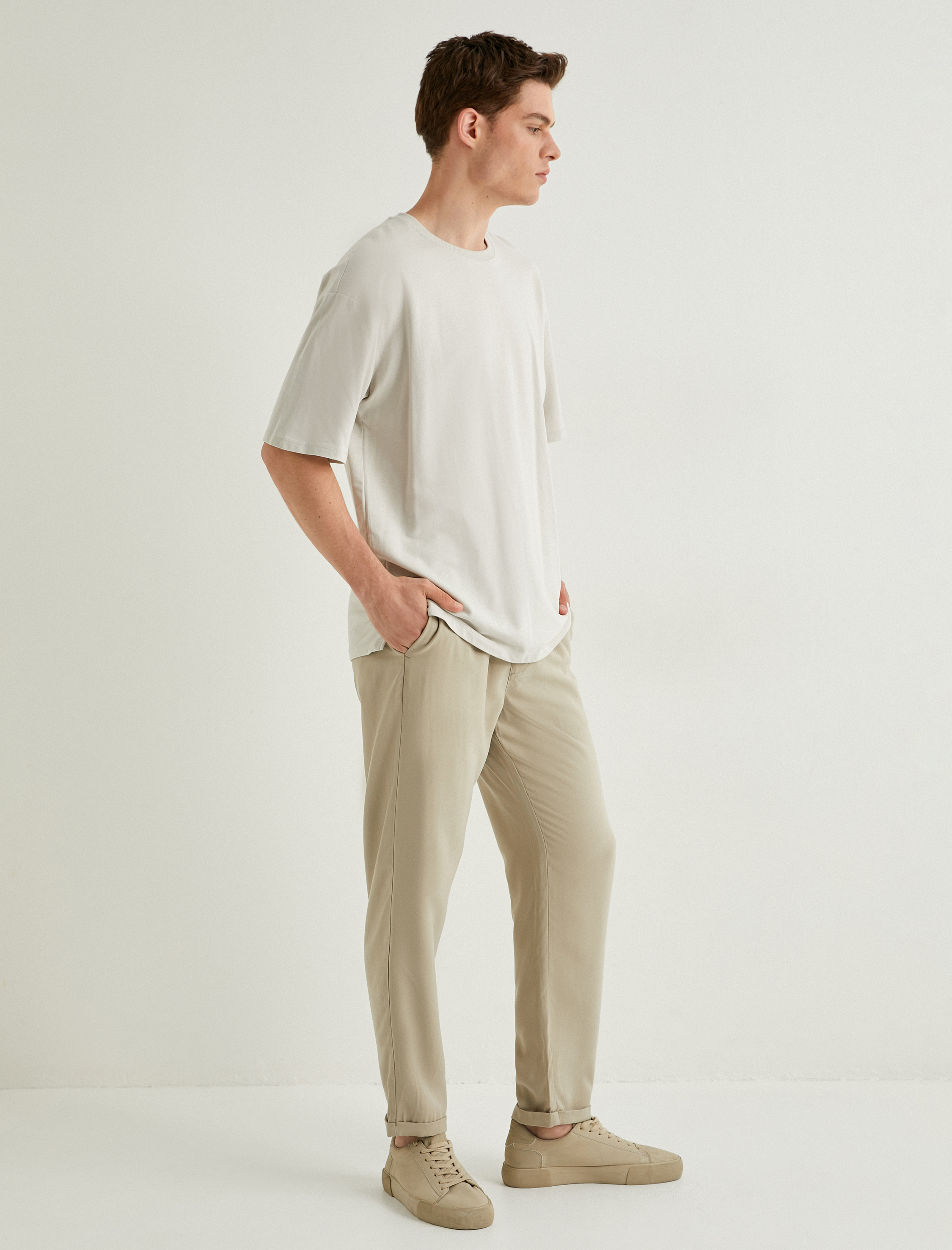   Gabardin Pantolon Beli Bağcıklı Cep Detaylı