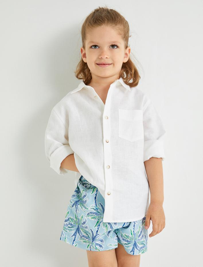 Erkek Çocuk Basic Keten Gömlek Uzun Kollu