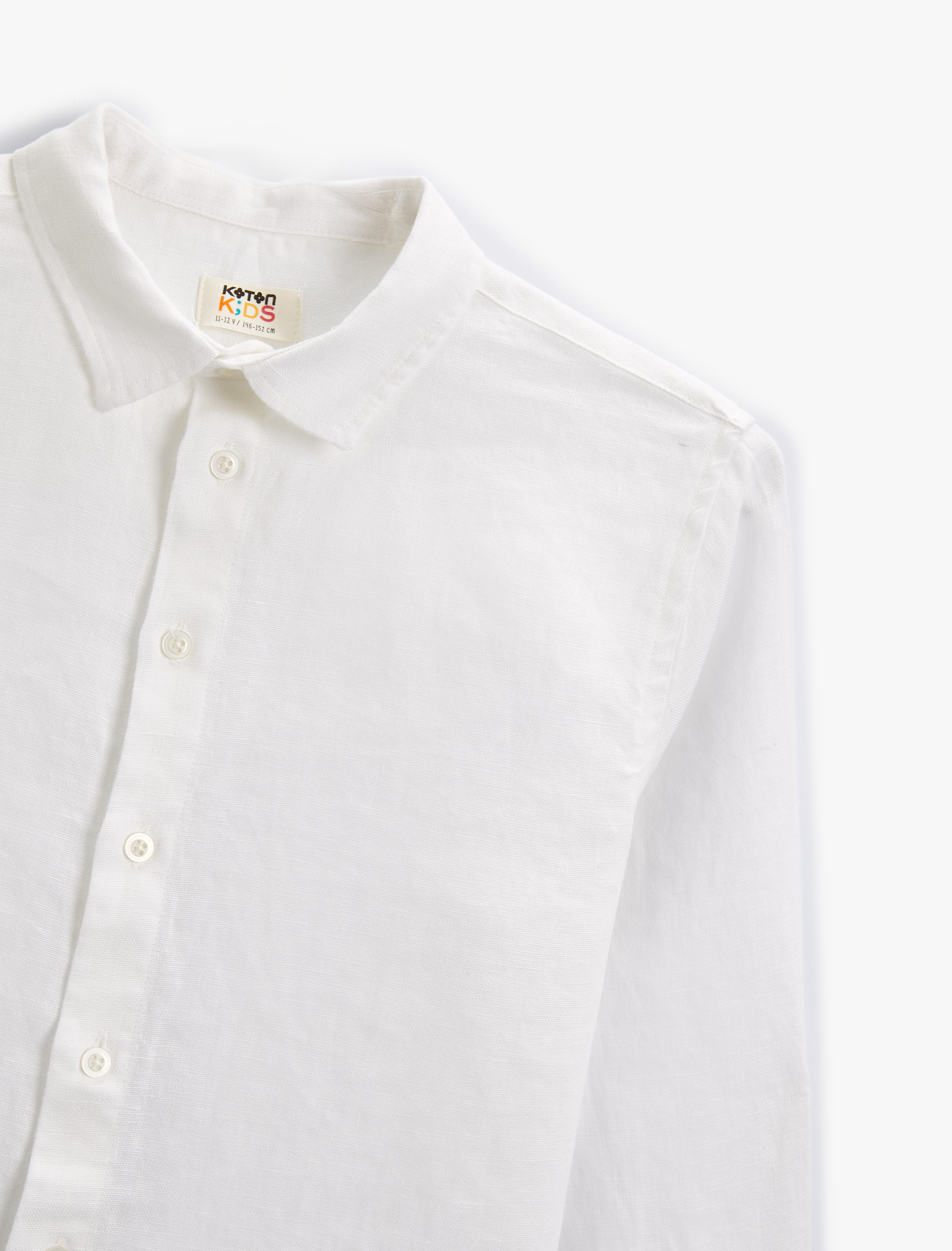  Erkek Çocuk Basic Keten Gömlek Uzun Kollu