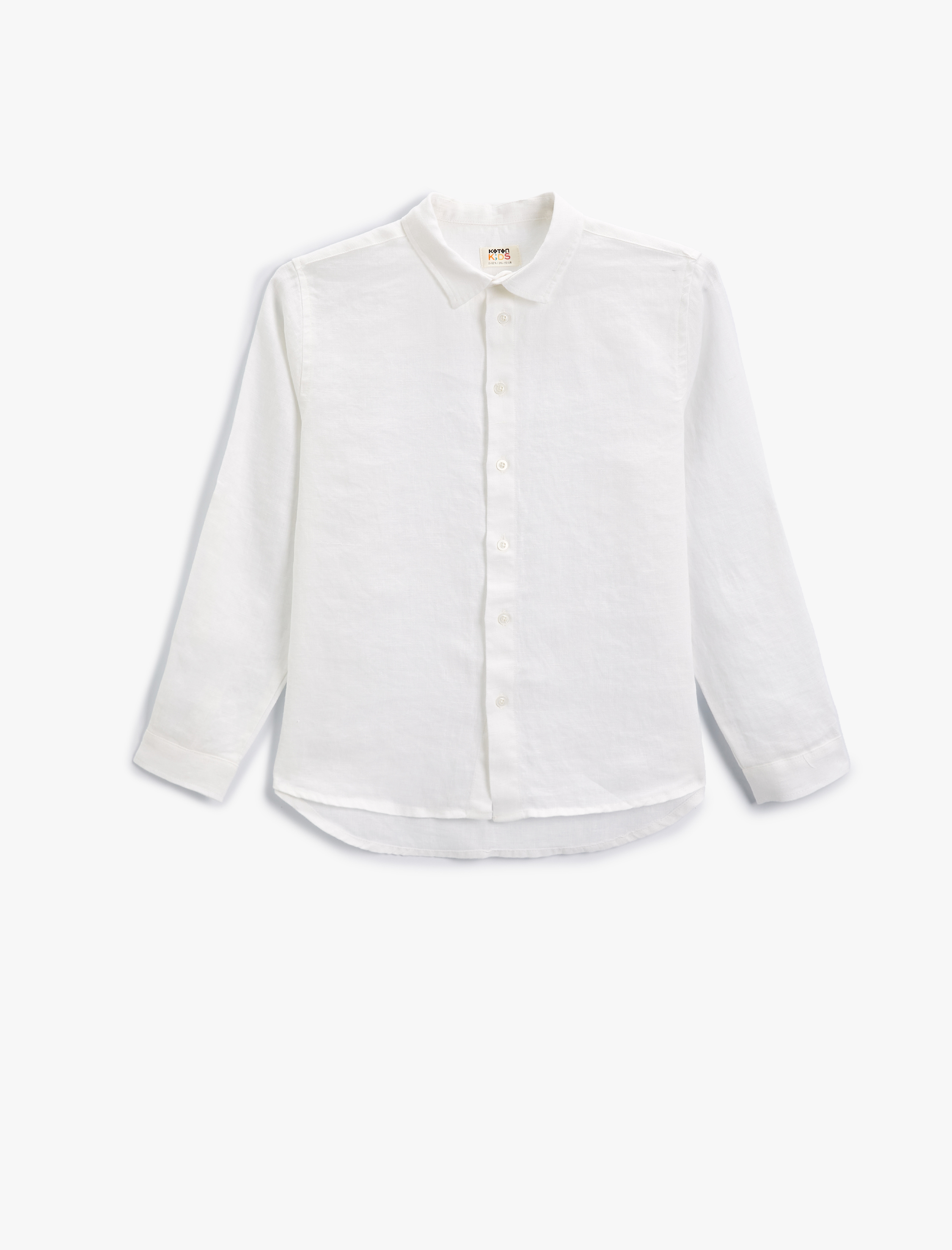  Erkek Çocuk Basic Keten Gömlek Uzun Kollu